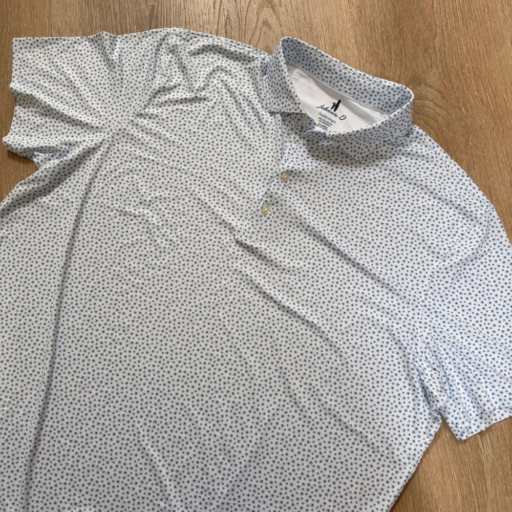 Johnnie-O Plumeria Featherweight Polo Mens XXL Tide Blue Floral Performance NWT